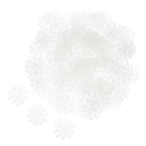 LRXIYODE 150 Stück Luminous Spider Web Accessoires groß Dunkel Dame Halloween -Dekorationen Und glühen Spinnen-Halloween-Dekorationen Spinne aus Kunststoff Spinnennetz-Ornament Plastik Weiß von LRXIYODE