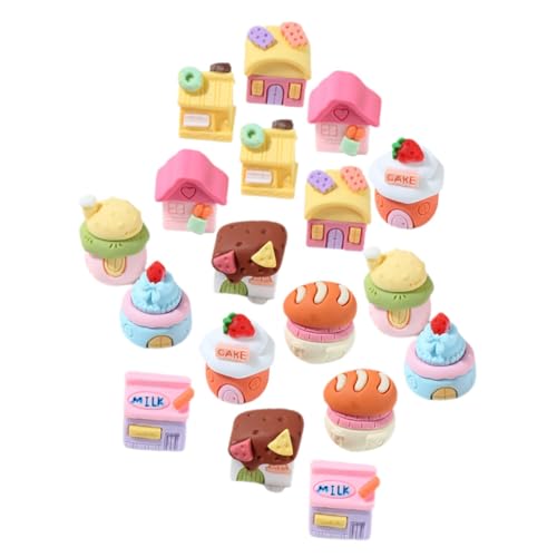 LRXIYODE 18 Stück Teiliges Miniatur Cartoon Resin Haus Bastelset Lebendige DIY Handwerksmaterialien für Schmuck Handyhüllen Armbänder Kreative Haus Dekoration von LRXIYODE