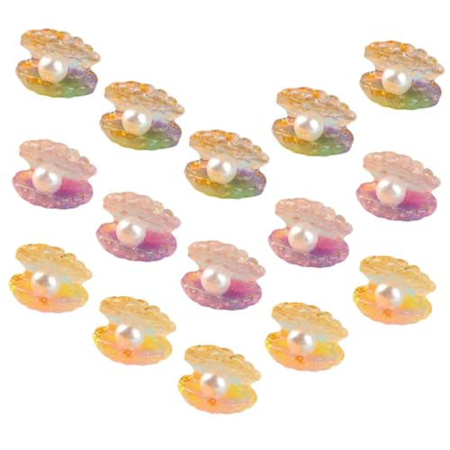 LRXIYODE 18 Stück Teiliges Muschelset mit Leuchtenden Perlen Resin Dekofiguren Handliche Miniatur Muscheln für Aquarium Garten und DIY Dekoration Robust und Detailreich von LRXIYODE