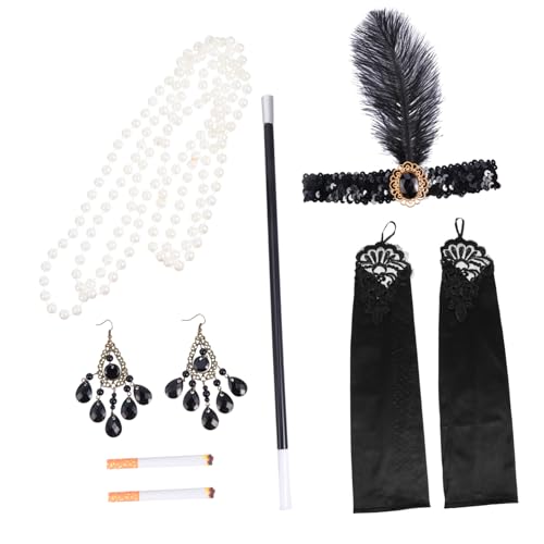 LRXIYODE 1Satz Flapper Kostüm Jahre Zubehör mit Stirnband Handschuhen Halskette Zigarettenspitze Karneval Abschlussball Vintage Partys LRXIYODE 1Satz Flapper Kostüm Jahre Zubehör mit Stirnband Handschuhen Halskette Zigarettenspitze Karneval Abschlussball Vintage Partys von LRXIYODE