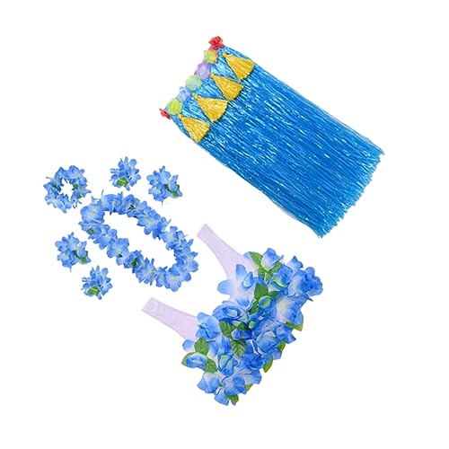 LRXIYODE 1Satz Hawaiianisches Party Kostüm Teiliges Outfit mit Grasrock Blumenkranz Zubehör für Damen für Hochzeiten Strandpartys Tropische Feiern von LRXIYODE