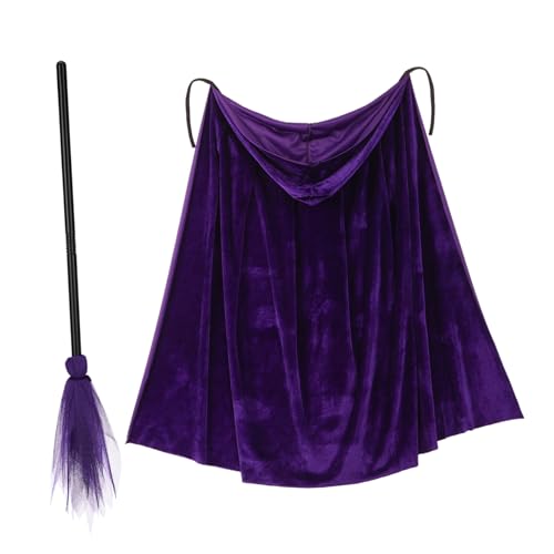 LRXIYODE 1Satz Hexen Besen Kapuzenumhang für Halloween Kostüm Umhang für Cosplay Rollenspiele Vielseitig Einsetzbar für Partys Anlässe LRXIYODE 1Satz Hexen Besen Kapuzenumhang für Halloween Kostüm Umhang für Cosplay Rollenspiele Vielseitig Einsetzbar für Partys Anlässe von LRXIYODE