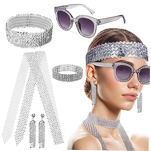 LRXIYODE 1Satz Jahre Disco Kostümzubehör für Damen Teiliges mit Stirnband Sonnenbrille Ohrringen Schal und Armband für Jahre Partys Junggesellenabschiede LRXIYODE 1Satz Jahre Disco Kostümzubehör für Damen Teiliges mit Stirnband Sonnenbrille Ohrringen Schal und Armband für Jahre Partys Junggesellenabschiede von LRXIYODE