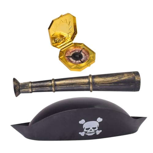 LRXIYODE 1Satz Piraten Kostüm Zubehör Teiliges Mit Piratenhut Teleskop Und Kompass Für Piratenpartys Cosplay Und Halloween Leicht Und Tragbar LRXIYODE 1Satz Piraten Kostüm Zubehör Teiliges Mit Piratenhut Teleskop Und Kompass Für Piratenpartys Cosplay Und Halloween Leicht Und Tragbar von LRXIYODE
