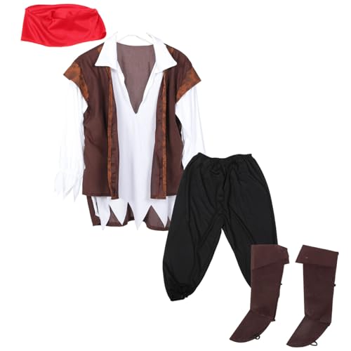LRXIYODE 1Satz Piratenkostüm für Erwachsene Cosplay Outfit für Halloween und Partys Leicht und Auffällig für Rollenspiele Fotoshootings und Bühnenaufführungen von LRXIYODE