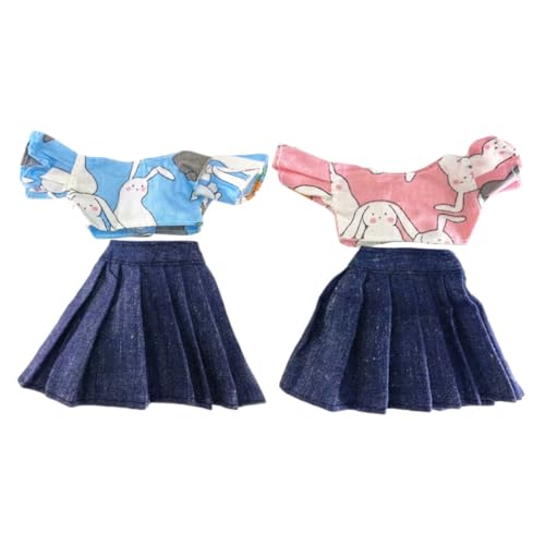 LRXIYODE 2 Pcs Sommer Puppenkleidung Puppe Bunny Top Und Rock Mädchen Puppen Kleid Puppen Kostüm Outfit Kleidung Für 30cm Puppenzubehör Geburtstagsparty von LRXIYODE