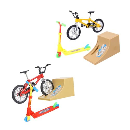 LRXIYODE 2 Sätze Finger Bike Kit für Mini Finger Skateboard Rampenspielzeug aus Aluminiumlegierung und Kunststoff Realistische Form Farbenfroh Fördert Fingerfertigkeit und Koordination von LRXIYODE