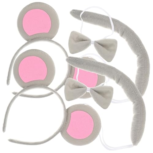 LRXIYODE 2 Sätze Halloween Mäuse Kostüm Zubehör mit Ohr Stirnband und Fliege Leichtes Tierkostüm Set für Damen Karneval Party Verkleidung von LRXIYODE
