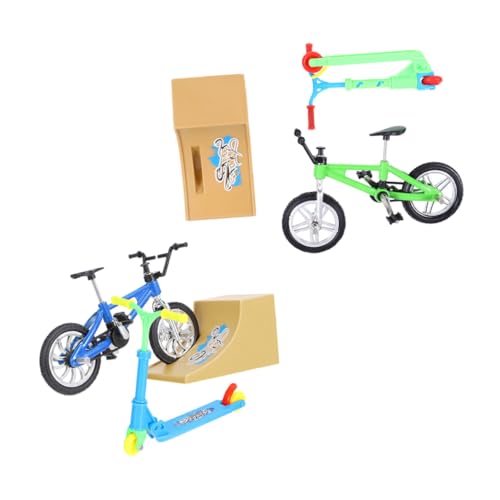 LRXIYODE 2 Sätze Mini Finger Scooter und Bike Ramp Fingerboard aus Langlebigem Kunststoff und Aluminium Tischspiel für Erwachsene Fördert Kreativität und Geschicklichkeit von LRXIYODE