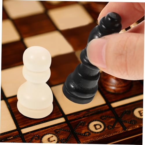 LRXIYODE 2 Sätze Mini Holz Schachfiguren Zweifarbig Holz Schachspiel Ersatzfiguren für Schachbrett Teamspiele Kreatives Design für Erwachsene von LRXIYODE