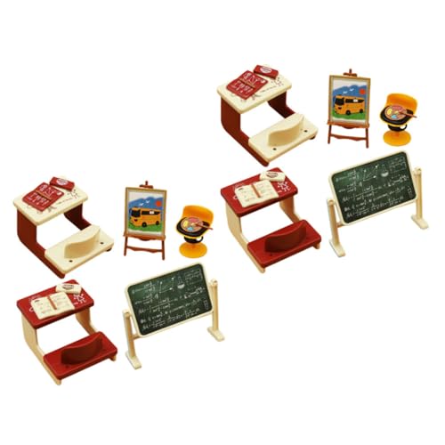 LRXIYODE 2 Sätze Miniatur Klassenzimmer Modell mit Tafel und Möbel für Puppenhaus Dekoration für DIY Mini Häuser Realistische Miniatur Spielzeuge für Kreative Projekte von LRXIYODE