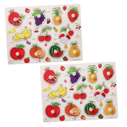 LRXIYODE 2 Sätze Obst Puzzle Kreatives Holzpuzzle für Kleinkinder Fördert Motorik und Lernen Eltern Junge Mädchen Spiel Pädagogisches Ab Jahre von LRXIYODE