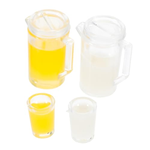 LRXIYODE 2 Sätze Puppenstubengetränk Wasserkrug Saft Milchkännchen für Muttermilch Karaffe Miniatures miniaturmodelle wasserkocher Mini-Tassen Puppenhauszubehör Wohnkultur Plastik von LRXIYODE
