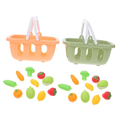 LRXIYODE 2er-Pack Mini-lebensmittelspielzeug Puppenhaus Gemüse-obstkörbe Set Für Jungen Und Mädchen Spielküchenaufbewahrung von LRXIYODE