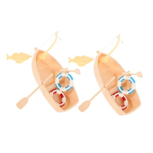 LRXIYODE 2 Sätze Teiliges Miniatur Fischerboot mit Rettungsring und Paddel Detailgetreues Puppenhaus Zubehör Sommerliche Mini Deko für Miniatur Szenen von LRXIYODE