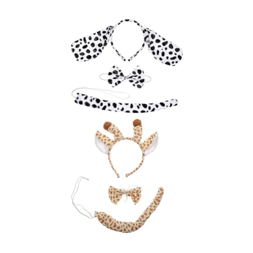 LRXIYODE 2 Sätze Tierkostüm Haarreif Giraffen Hundohr Stirnband Cosplay Zubehör für Halloween Party Ball mit Süßen Tierohren und Verspieltem Look von LRXIYODE