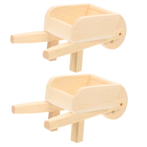 LRXIYODE 2 Stck Mini Holzschubkarre Detailreiche Puppenhaus Dekoration und Miniatur Gartendeko Langlebiges und Sammlermodell für Puppenhaus und Landschaft Naturfarben von LRXIYODE