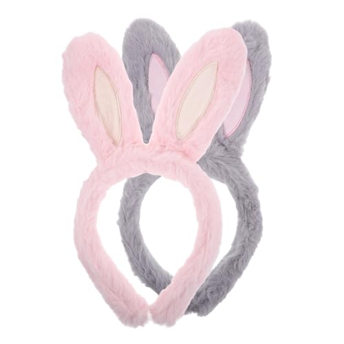 LRXIYODE 2 Stück Bunny Ohren Haarreif Teiliges für Erwachsene Kuschelige Kaninchenohren Kopfbedeckung für Kostümpartys und Ostern Elastisches Haaraccessoire und Rosa von LRXIYODE