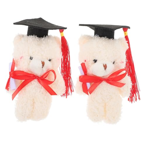 LRXIYODE 2 Stück Doktorbär Material Blumenstrauß Bären High School Abschlussfeier Gastgeschenke Abschlussbär Figur 2024 Abschlussdekorationen Abschlussfeier Bär Plüsch Beige von LRXIYODE