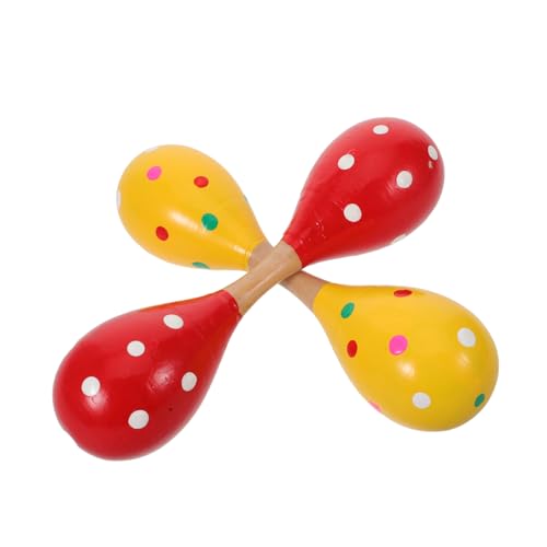 LRXIYODE 2 Stück Doppelseitige Holz-Maracas für Handliche Percussion Rasseln Umweltfreundlich Leichtes Design Fördert Rhythmus Motoriktraining für Kleinkinder von LRXIYODE
