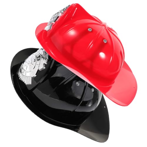 LRXIYODE 2 Stück Feuerwehrmannhut Kostüm Helm Feuerwehrmann Feuerwehrleute kinderhelme jethelm Feuerwehrmütze für Cosplay-Feuerwehrhelm Plastik von LRXIYODE