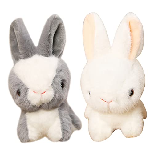 LRXIYODE 2 Stück Fluffy Plüsch Hasen Anhänger Kleine Kuschelige Bunny Schlüsselanhänger Niedliches Stofftier Dekoration für Taschen Rucksäcke und Geschenke von LRXIYODE