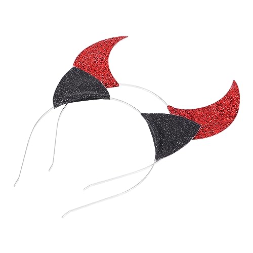 LRXIYODE 2 Stück Haarreifen Teiliges mit Roten Teufelshörnern und Schwarzen Katzenohren Originelles Party Kopfschmuck Accessoire für Karneval Fasching Kostümfest und Feier von LRXIYODE