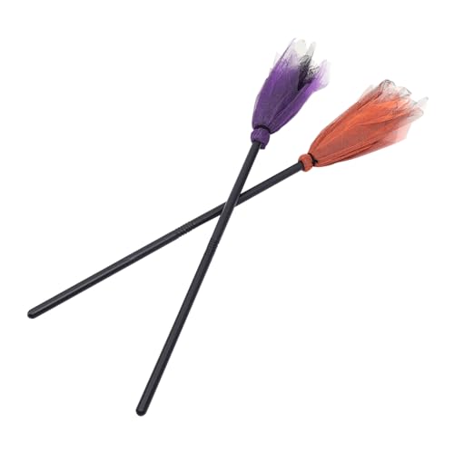 LRXIYODE 2 Stück Halloween Hexenbesen Teiliges Bunte Hexenbesen Dekoration Leichtes Plastik für Halloween Party Masquerade und Kinderparty Deko Zufällige Farbe von LRXIYODE