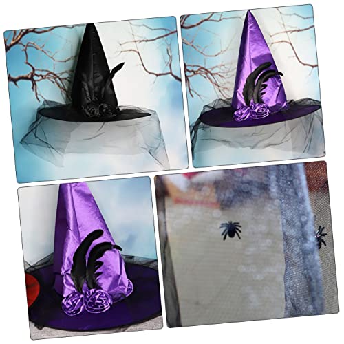 LRXIYODE 2 Stück Halloween Hexenhut Damen aus Leichtem Klassische Spitze Form Dekoratives Halloween Party Hexenkostüm Zubehör in Schwarz und LRXIYODE 2 Stück Halloween Hexenhut Damen aus Leichtem Klassische Spitze Form Dekoratives Halloween Party Hexenkostüm Zubehör in Schwarz und von LRXIYODE