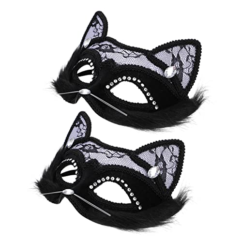 LRXIYODE 2 Stück Halloween Katzenmasken Spitze Maskerade mit Strass für Karneval Fasching und Themenpartys LRXIYODE 2 Stück Halloween Katzenmasken Spitze Maskerade mit Strass für Karneval Fasching und Themenpartys von LRXIYODE