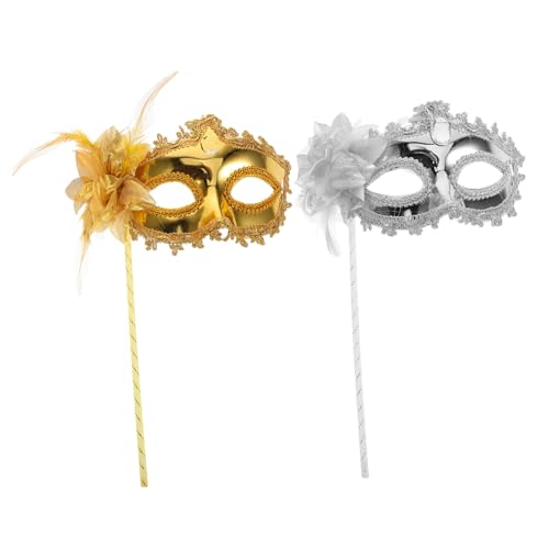 LRXIYODE 2 Stück Handmaske Mit Stab Damen Mit Stab Karnevalskostüm Zubehör Für Damen Karnevalsmaske Maske Handmaske Aus Kunststoff von LRXIYODE