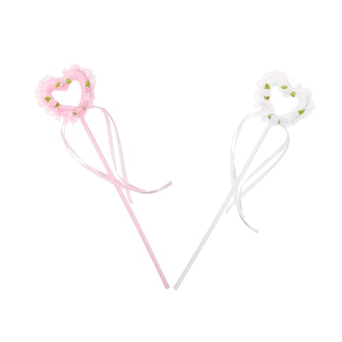 LRXIYODE 2 Stück Herz Zauberstäbe für Leuchtende Feenstäbe in Weiß und Rosa als Party Deko Geburtstagsgeschenk und Bühnenrequisit für Mädchen von LRXIYODE