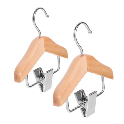 LRXIYODE 2 Stück Holz kleiderbügel für Puppen Kleine Zierliche Kleiderhaken Leicht und Platzsparend für Puppenkleiderschrank und Puppenhaus Deko Praktische Aufbewahrung für Puppenkleidung von LRXIYODE
