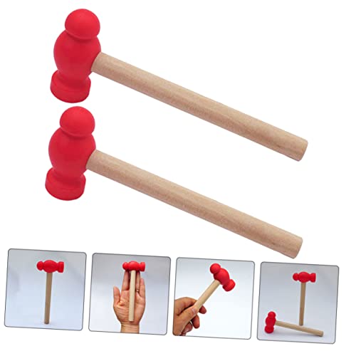 LRXIYODE 2 Stück Holzhammer Kleiner Schlagspielzeug Robuster PP Kopf Rotes Design Pädagogisch Hand Auge Koordination und Motorik Für Geburtstag Weihnachten von LRXIYODE