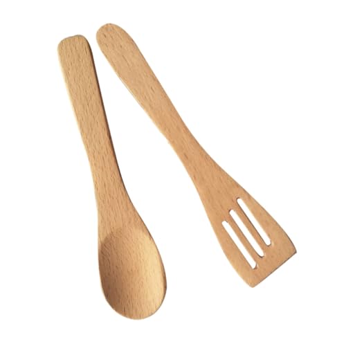 LRXIYODE 2 Stück Holzspielzeug Küchenutensilien Set Teilig Mini Schaufel und Löffel aus Buchenholz Ungiftig Natürliches Material Pädagogisch für Rollenspiele und Kreative Spiele von LRXIYODE