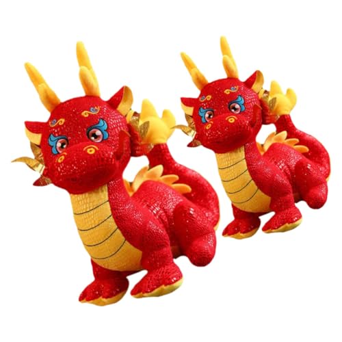 LRXIYODE 2 Stück Jahr des Drachen Maskottchen Puppe Kinderspielzeug Chinesisches Neujahrsgeschenk Kinderdrachenspielzeug Drachenpuppe Für Sofa Kinderstofftier Drache Stofftier von LRXIYODE