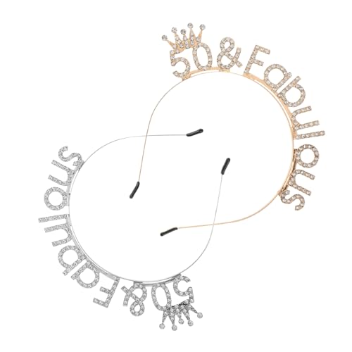 LRXIYODE 2 Stück Kopfbedeckungen Für Geburtstagsfeiern Frauen Geburtstag Tiara Dekorationen Zum 50. Geburtstag Prinzessinnenkrone Aus Strasssteinen Kristalltiara Für Frauen Metall von LRXIYODE