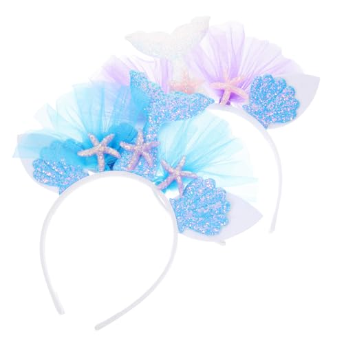 LRXIYODE 2 Stück Meerjungfrau Muschel Haarband Bunte Haarschmuck Perlen Stirnband Halloween Karneval Party Mädchen Damen Zubehör von LRXIYODE
