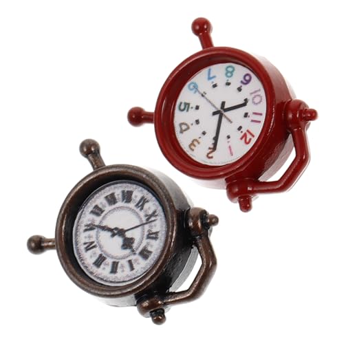 LRXIYODE 2 Stück Mini-Wecker Wohnzimmer Dekoration Kleiner wecker Rollenspiel mini wecker puppenhaus Wohnzimmer möbel Mini-Puppenhausmöbel Mini-Sachen Legierung von LRXIYODE