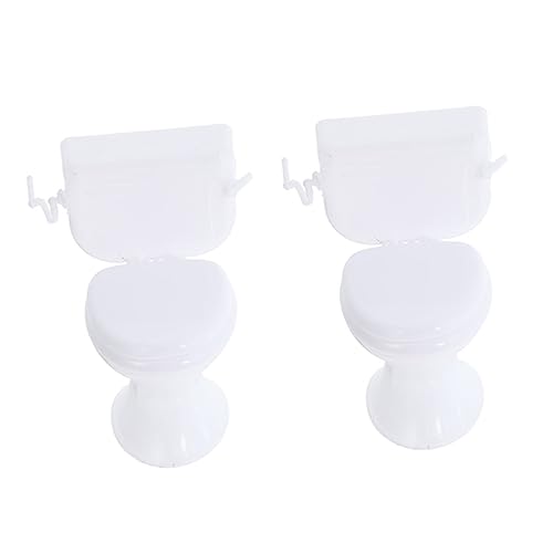 LRXIYODE 2 Stück Miniatur Puppenhaus Toilette Weiße Badezimmermöbel für Hochwertige Mini Deko für Spielzeughäuser für Kreative Rollenspiele und Miniatur Dekoration von LRXIYODE