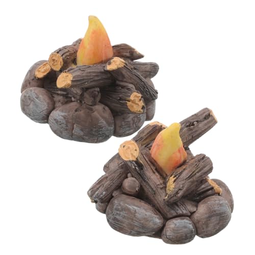 LRXIYODE 2 Stück Miniatur Resin Modell Realistische Mini Campfire Dekoration für Puppenhaus Vielseitiges Micro-szenen Zubehör Leicht Strom für Bastelprojekte und Partydeko von LRXIYODE