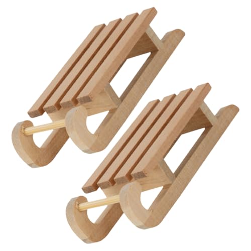 LRXIYODE 2 Stück Miniatur Schlitten Teiliges aus Holz DIY Puppenhaus Zubehör Handbemalbar Realistische Weihnachtsdekoration für Miniaturhäuser Kreative Szene für Puppenhaus von LRXIYODE