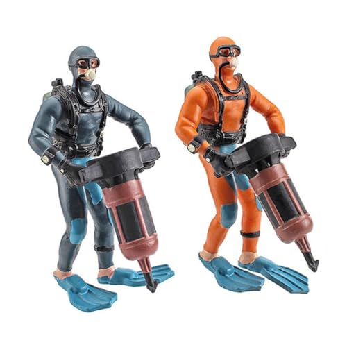 LRXIYODE 2 Stück Miniatur Taucher Figuren Aquarium Dekoration Realistische Taucher Ornamente für Fischbecken und Wasserglasbehälter Hochwertiges Sicheres Material von LRXIYODE