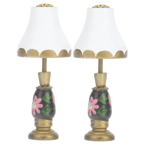 LRXIYODE 2 Stück Miniatur Tischlampe Mini Möbel Ornament Filigranes Mini Licht Puppenhaus Deko Realistische Kleine Leuchte Szenendekoration von LRXIYODE