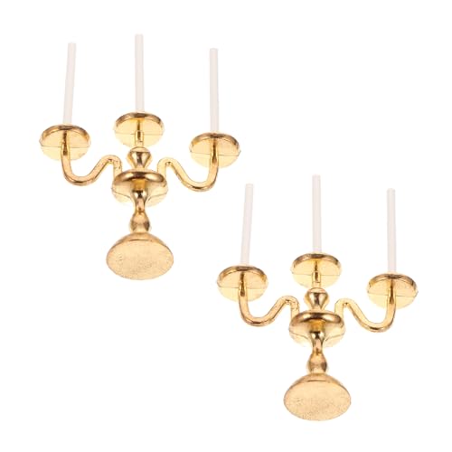 LRXIYODE 2 Stück Miniatur Vintage Kerzenhalter Miniaturhaus Dekoration Puppenhaus Zubehör Stilvolle Mini Deko für Landschaftsmodelle Langlebiges Design für Bastel DIY projekte von LRXIYODE