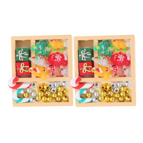 LRXIYODE 2 Stück Miniatur Weihnachtsdekorationen Candy Formen für Puppenhaus Bunte Mini Süßigkeiten Modelle Leichte Tragbare Festliche Accessoires für Basteln und Rollenspiele von LRXIYODE
