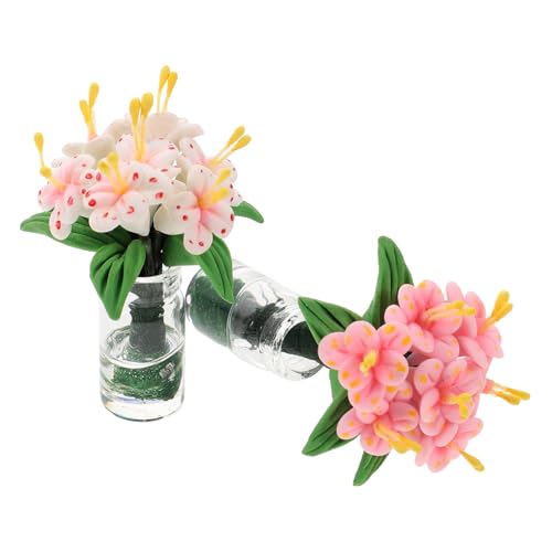 LRXIYODE 2 Stück Miniatur-puppenhauszubehör Klein Blumen Pflanzen Sukkulenten Tulpe Zwerge Winzig Hortensien Fälschung Mini- Mini-topfblume Zubehör Für Puppenhäuser Dreck von LRXIYODE