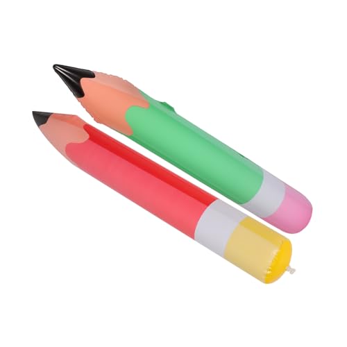 LRXIYODE 2 Stück Riesige Aufblasbare Bleistifte Jumbo Bleistift Spielzeuge für Schulanfang und Partys Dekorationen für Klassenzimmer PVC Grün Rot von LRXIYODE