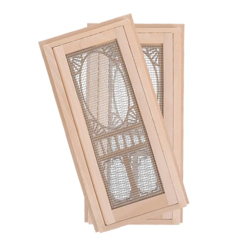 LRXIYODE 2 Stück Scale Doppel Holztüren mit Hohlsieb Design Realistische DIY Möbel Zubehör für Moderne und Klassische Puppenhäuser von LRXIYODE