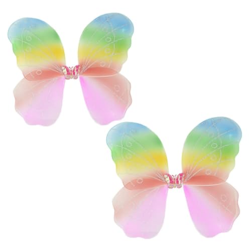 LRXIYODE 2 Stück Schmetterlingsflügel Einlagig Bunte Kostüm Accessoire für Halloween Fasching Party Bühne Fotografie Mädchen Zubehör von LRXIYODE